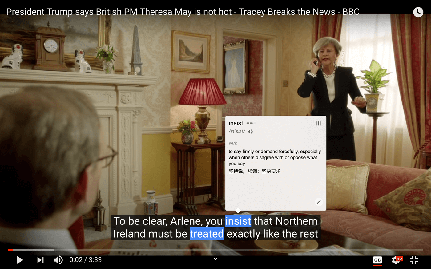 Mark the words on the Youtube videos' subtitles/CC
