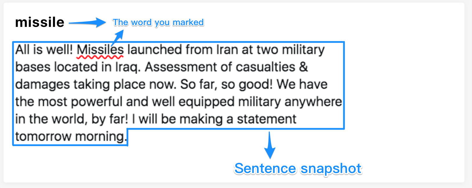 sentence snapshot